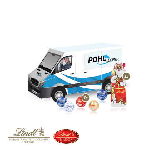 3D Präsent 'Transporter' mit Lindt Minis und Nikolaus