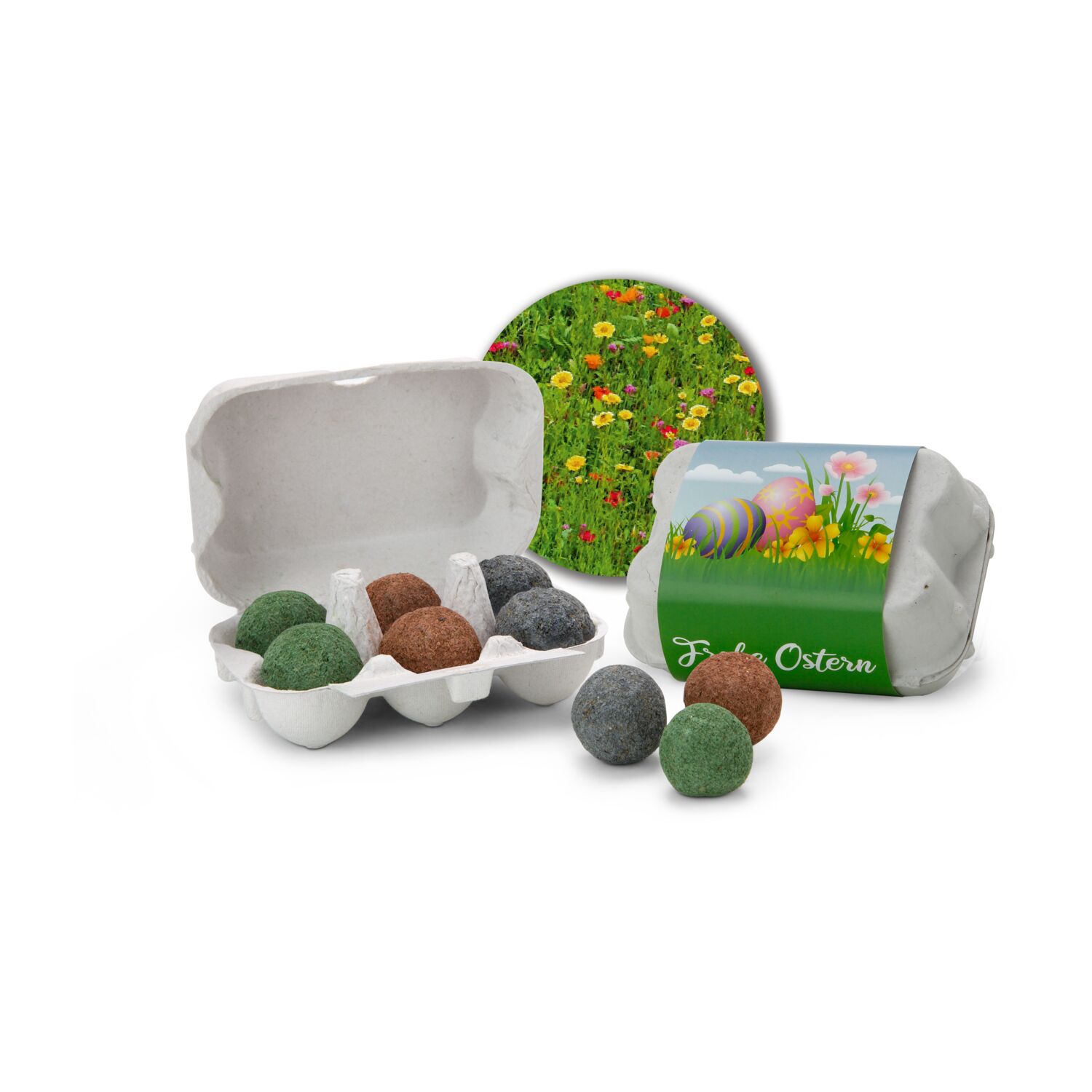 Geschenkartikel: Bienenweide im Oster-Eierkarton Blumen