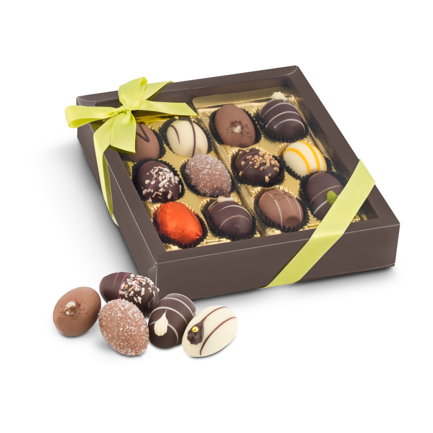 Geschenkartikel / Präsentartikel: Oster-Präsent Pralineneier, 12 Stück