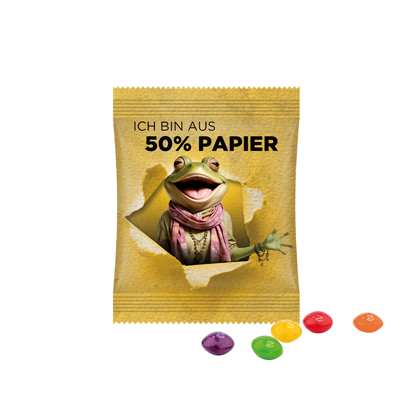 Minitüte,10 g, Folie mit ca. 50% Papieranteil, weiß, Skittles Fruits Kaubonbons
