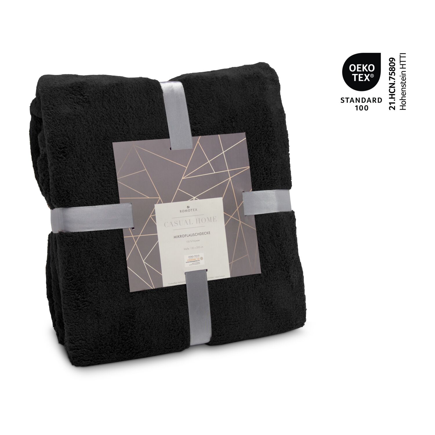 Mikroflauschdecke schwarz - 150 x 200 cm, 250 g/m²