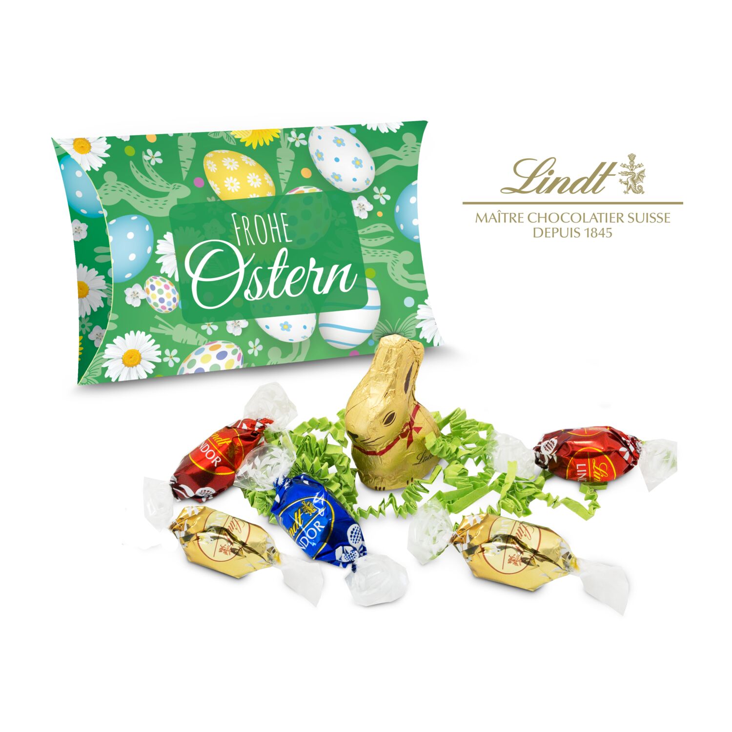 Geschenkartikel / Präsentartikel: Lindt Ostertasche, auch in individueller Kissenverpackung