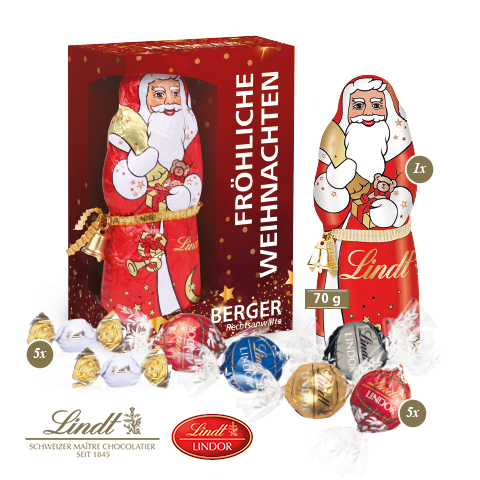 Premium-Präsent mit Lindt Weihnachtsmann 'Maxi'