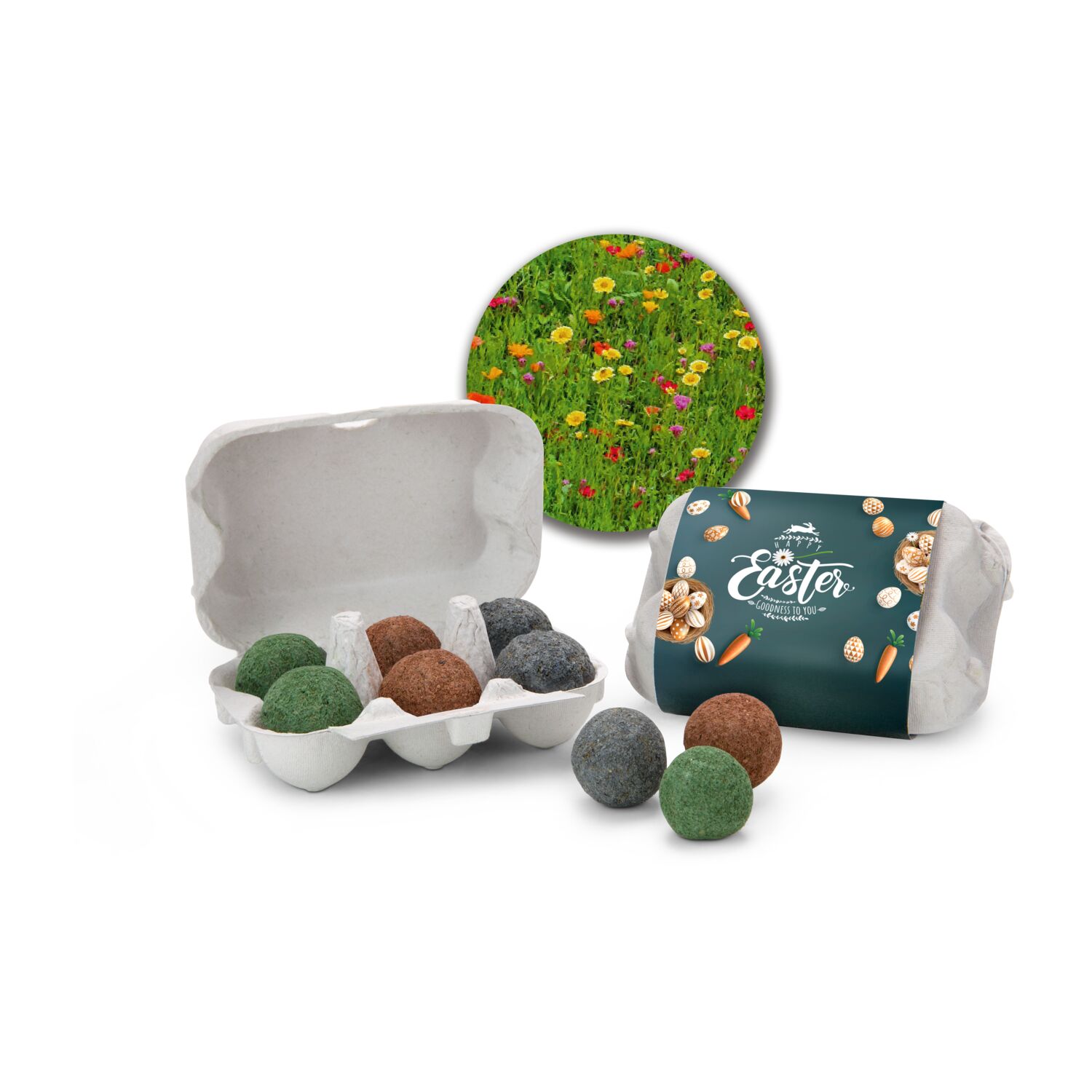 Geschenkartikel: Bienenweide im Oster-Eierkarton, 6 Samenbomen