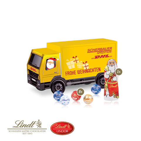 3D Präsent 'LKW' mit Lindt Minis und Nikolaus