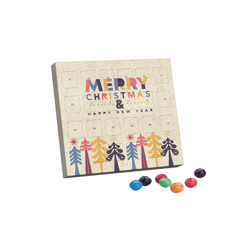 XS Adventskalender, Graspapier, M+M's Crispy