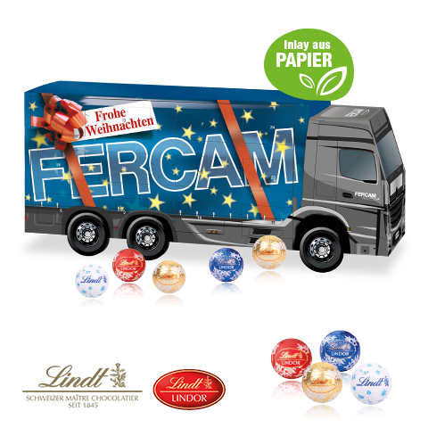 3D Adventskalender 'LKW' mit Lindt Schokolade mit Papier-Inlay