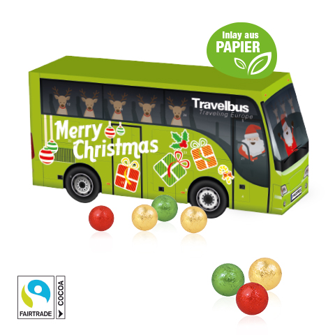 3D Adventskalender 'Bus' mit Fairtrade® Schokolade mit Papier-Inlay