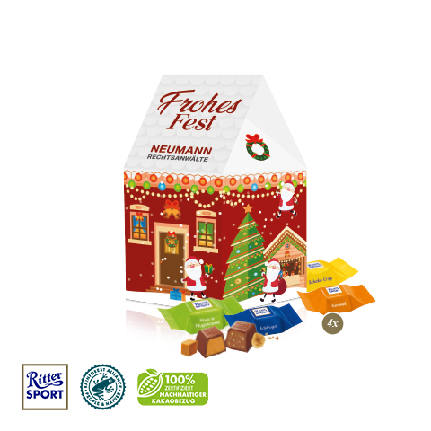 3D Präsent 'Haus' mit Ritter SPORT Schokowürfel