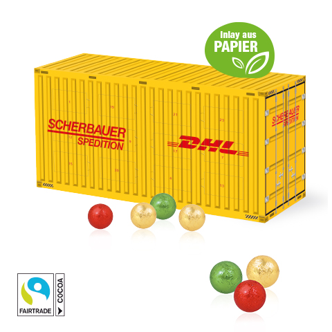 3D Adventskalender 'Container' mit Fairtrade® Schokolade mit Papier-Inlay