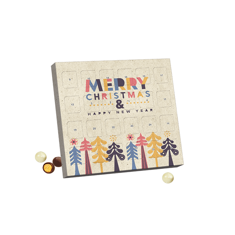 XS Adventskalender, Graspapier, Brandt Knusperkugeln Black + White