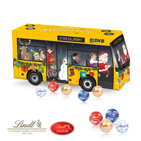 3D Adventskalender 'Bus' mit Lindt Schokolade
