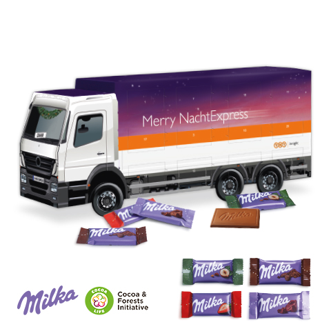 3D Adventskalender 'LKW' mit Milka Schokolade