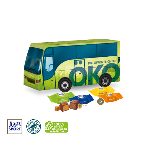 3D Präsent 'Bus' mit Ritter SPORT Schokowürfel