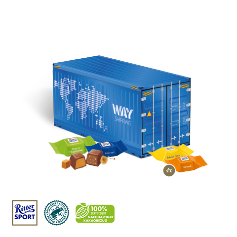 3D Präsent 'Container' mit Ritter SPORT Schokowürfel
