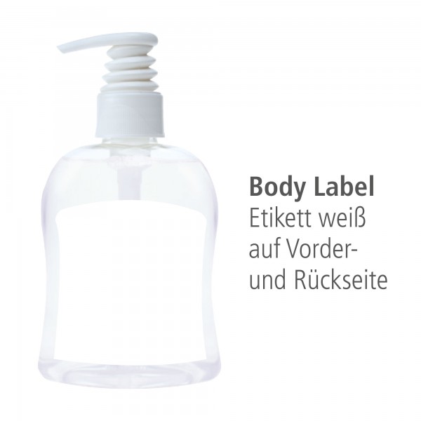 300 ml PET Spender weiß - Handbalsam Ingwer - Limette - Body Label (VS &amp; RS)