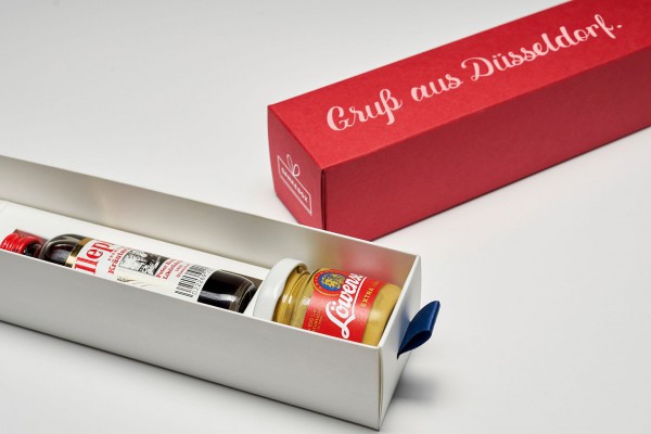 Individualisierbare All-in-One-Geschenkbox - Dankebox &quot;Gruß aus Düsseldorf&quot;
