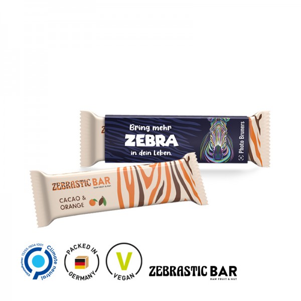 Zebrastic Bar Cacao &amp; Orange im Werbeschuber