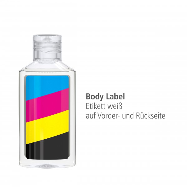 50 ml Flasche transp. - Handreinigungsgel antibakteriell - Body Label